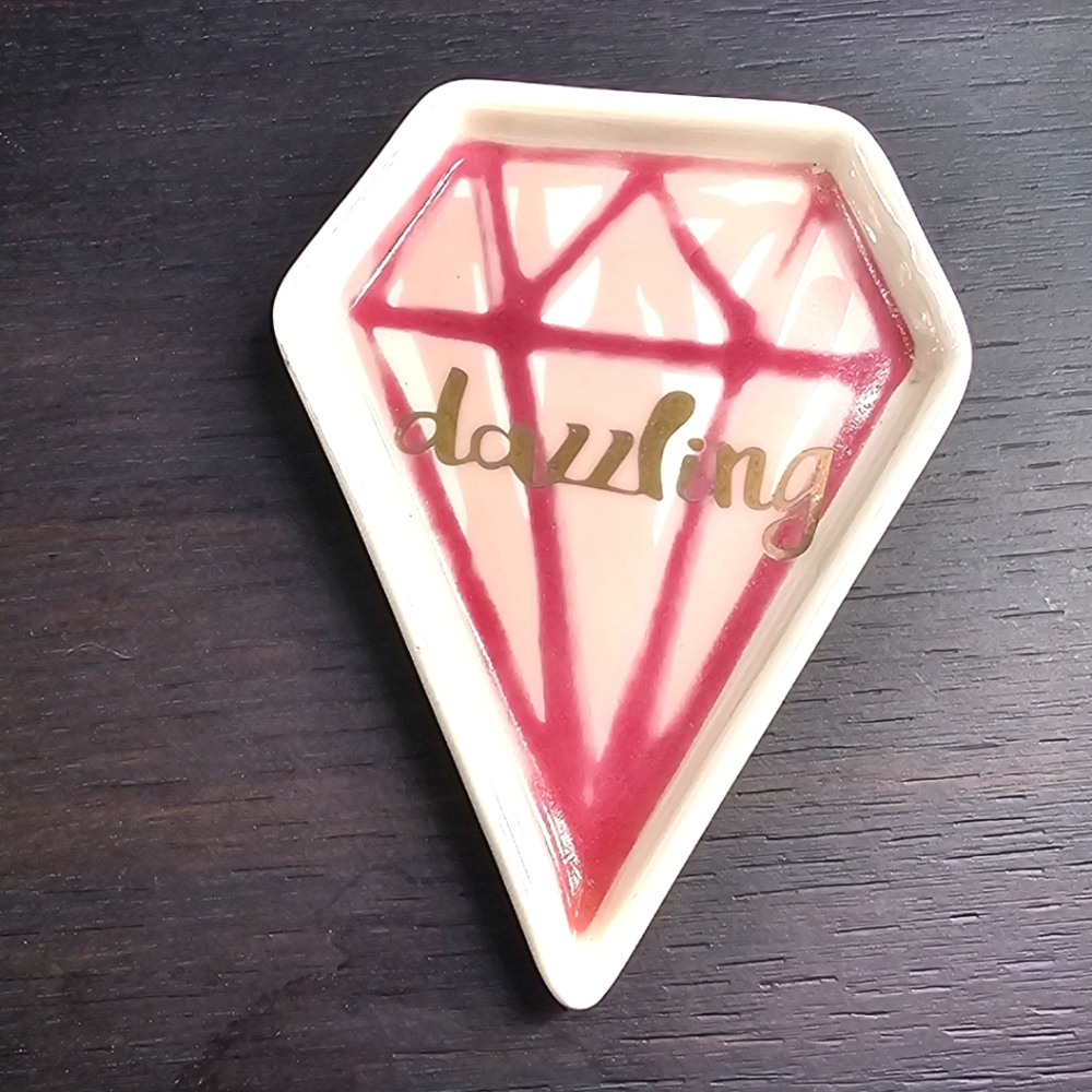 Pink and Gold Diamond Jewelry Tray Organizer Trinket